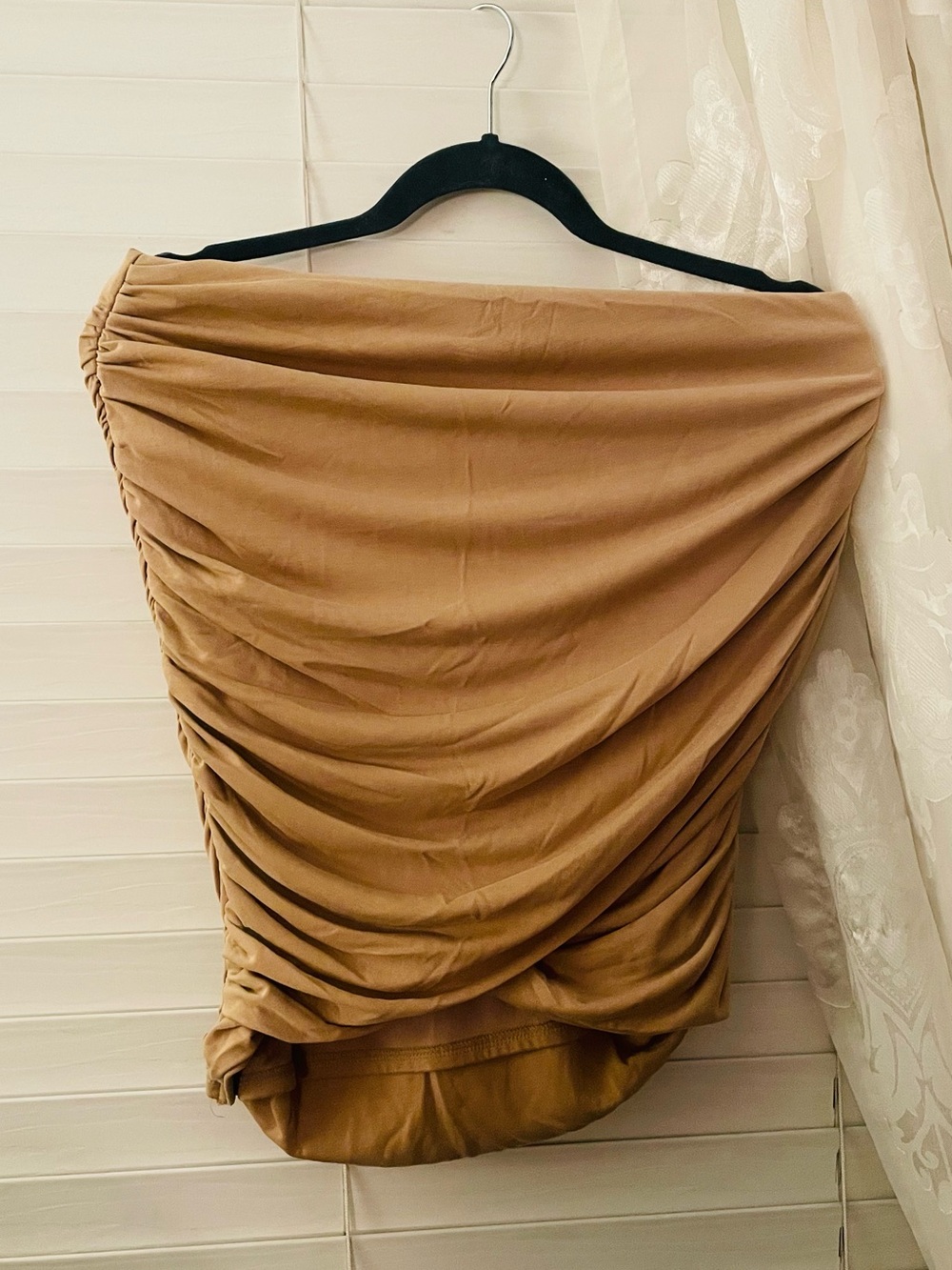Forever 21 Tan Ruched High-Low Skirt